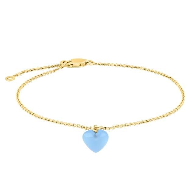 Nordahl Jewellery armbånd i forgyldt sølv med blåt hjerte (17+1,5+1,5 cm)